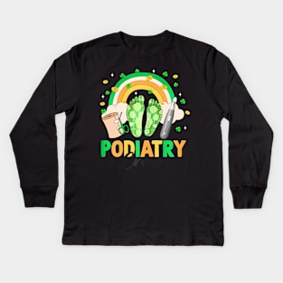 Podiatry Crew Shamrock Podiatrist St Patrick's Day Kids Long Sleeve T-Shirt